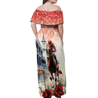 Kentucky Horse Racing Off Shoulder Maxi Dress 151st Derby Party