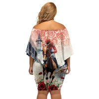 Kentucky Horse Racing Off Shoulder Short Dress 151st Derby Party