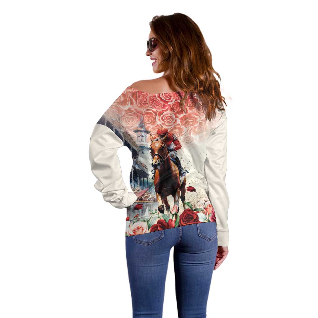 Kentucky Horse Racing Off Shoulder Sweater 151st Derby Party
