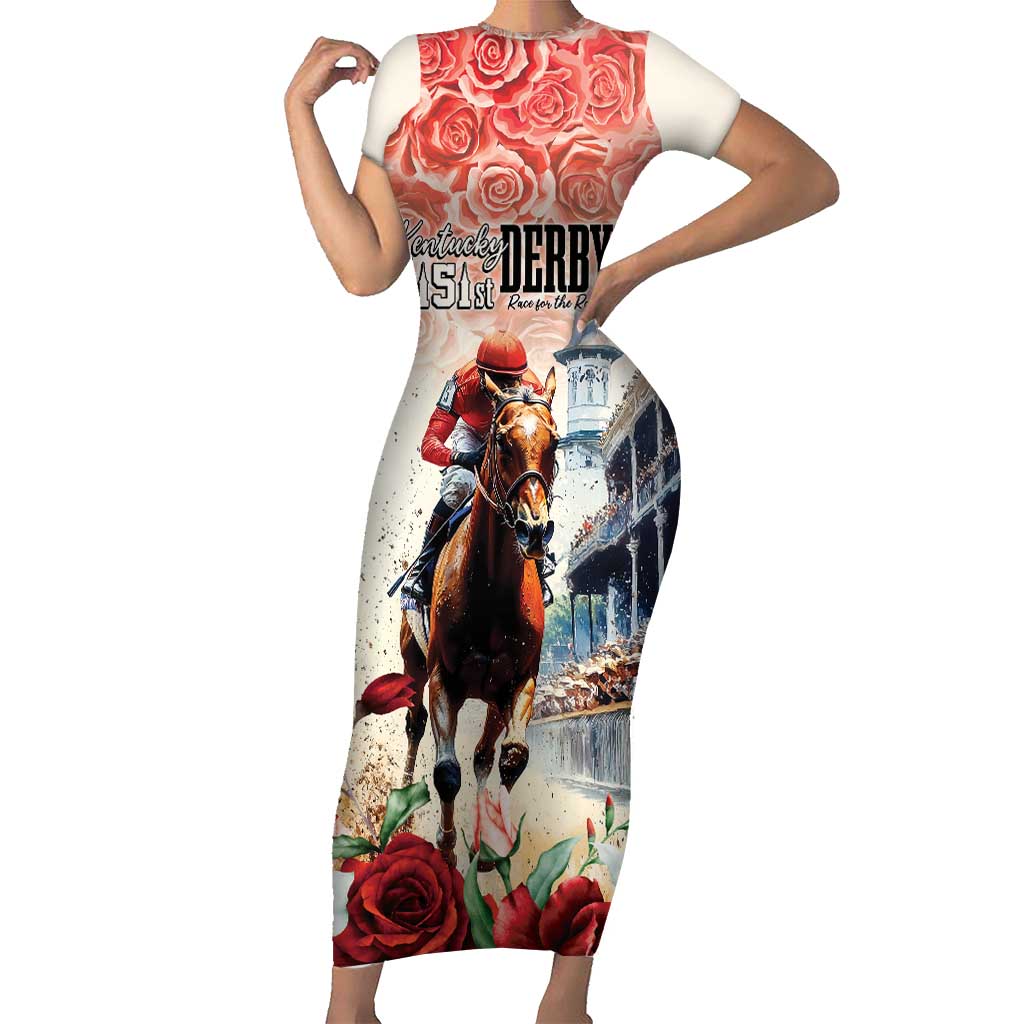 Kentucky Horse Racing Short Sleeve Bodycon Dress 151st Derby Party