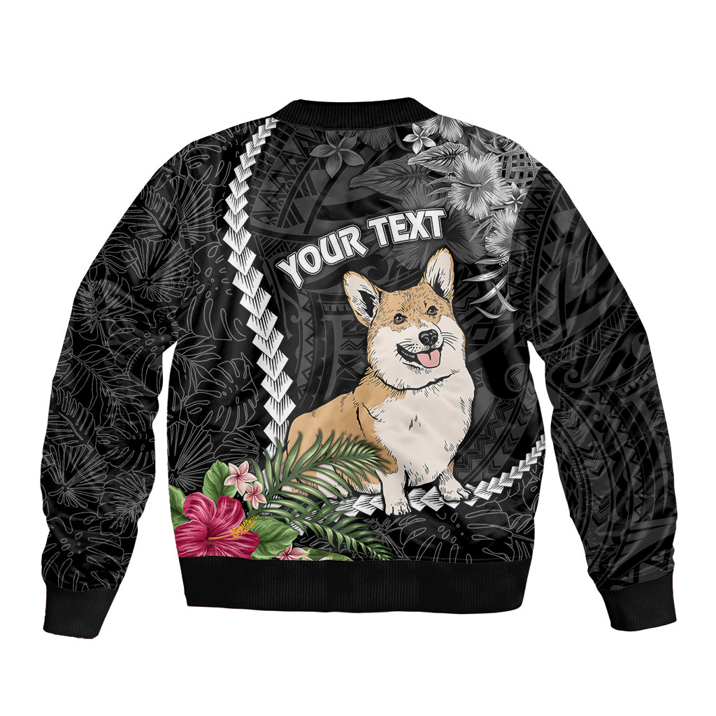 Personalised Polynesian Dog Bomber Jacket Corgi Mix Tropical Flowers LT7 - Wonder Print Shop