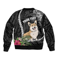 Personalised Polynesian Dog Bomber Jacket Corgi Mix Tropical Flowers LT7 - Wonder Print Shop