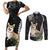 Personalised Polynesian Dog Couples Matching Short Sleeve Bodycon Dress and Long Sleeve Button Shirts Corgi Mix Tropical Flowers LT7 - Wonder Print Shop