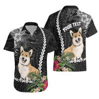 Personalised Polynesian Dog Hawaiian Shirt Corgi Mix Tropical Flowers - Wonder Print Shop