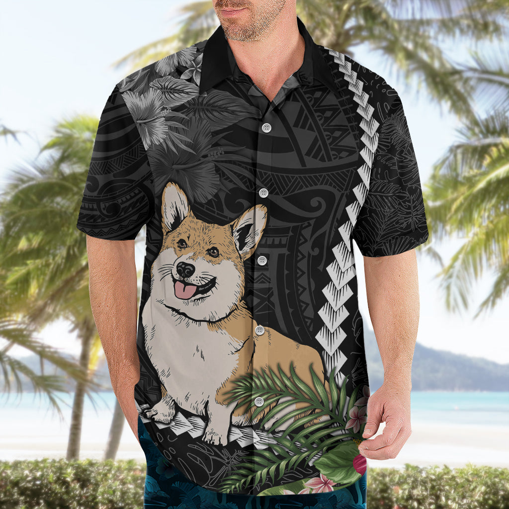 Personalised Polynesian Dog Hawaiian Shirt Corgi Mix Tropical Flowers - Wonder Print Shop