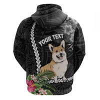 Personalised Polynesian Dog Hoodie Corgi Mix Tropical Flowers - Wonder Print Shop