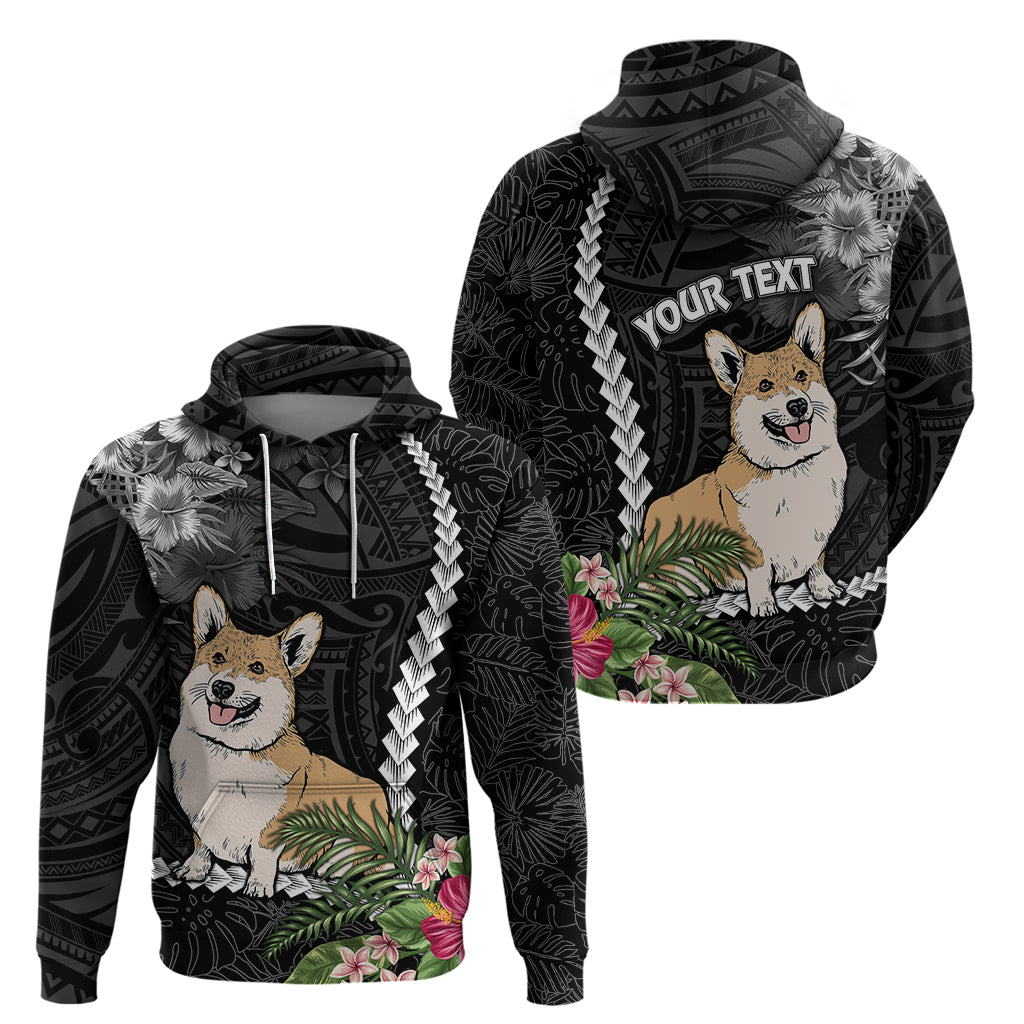 Personalised Polynesian Dog Hoodie Corgi Mix Tropical Flowers - Wonder Print Shop