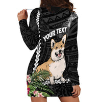 Personalised Polynesian Dog Hoodie Dress Corgi Mix Tropical Flowers - Wonder Print Shop
