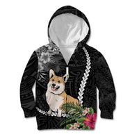 Personalised Polynesian Dog Kid Hoodie Corgi Mix Tropical Flowers - Wonder Print Shop