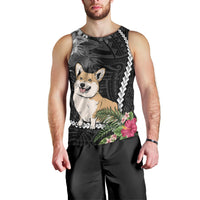personalised-polynesian-dog-men-tank-top-corgi-mix-tropical-flowers
