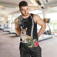 personalised-polynesian-dog-men-tank-top-corgi-mix-tropical-flowers