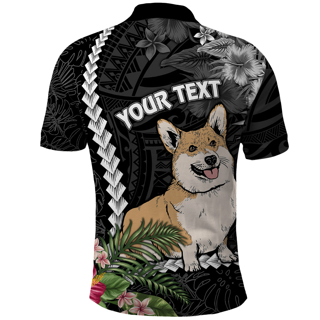 Personalised Polynesian Dog Polo Shirt Corgi Mix Tropical Flowers - Wonder Print Shop