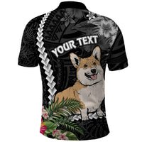 Personalised Polynesian Dog Polo Shirt Corgi Mix Tropical Flowers - Wonder Print Shop