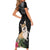 Personalised Polynesian Dog Short Sleeve Bodycon Dress Corgi Mix Tropical Flowers - Wonder Print Shop