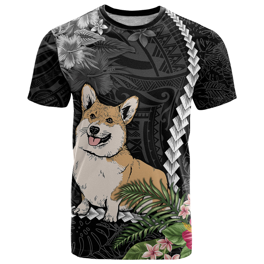 Personalised Polynesian Dog T Shirt Corgi Mix Tropical Flowers - Wonder Print Shop