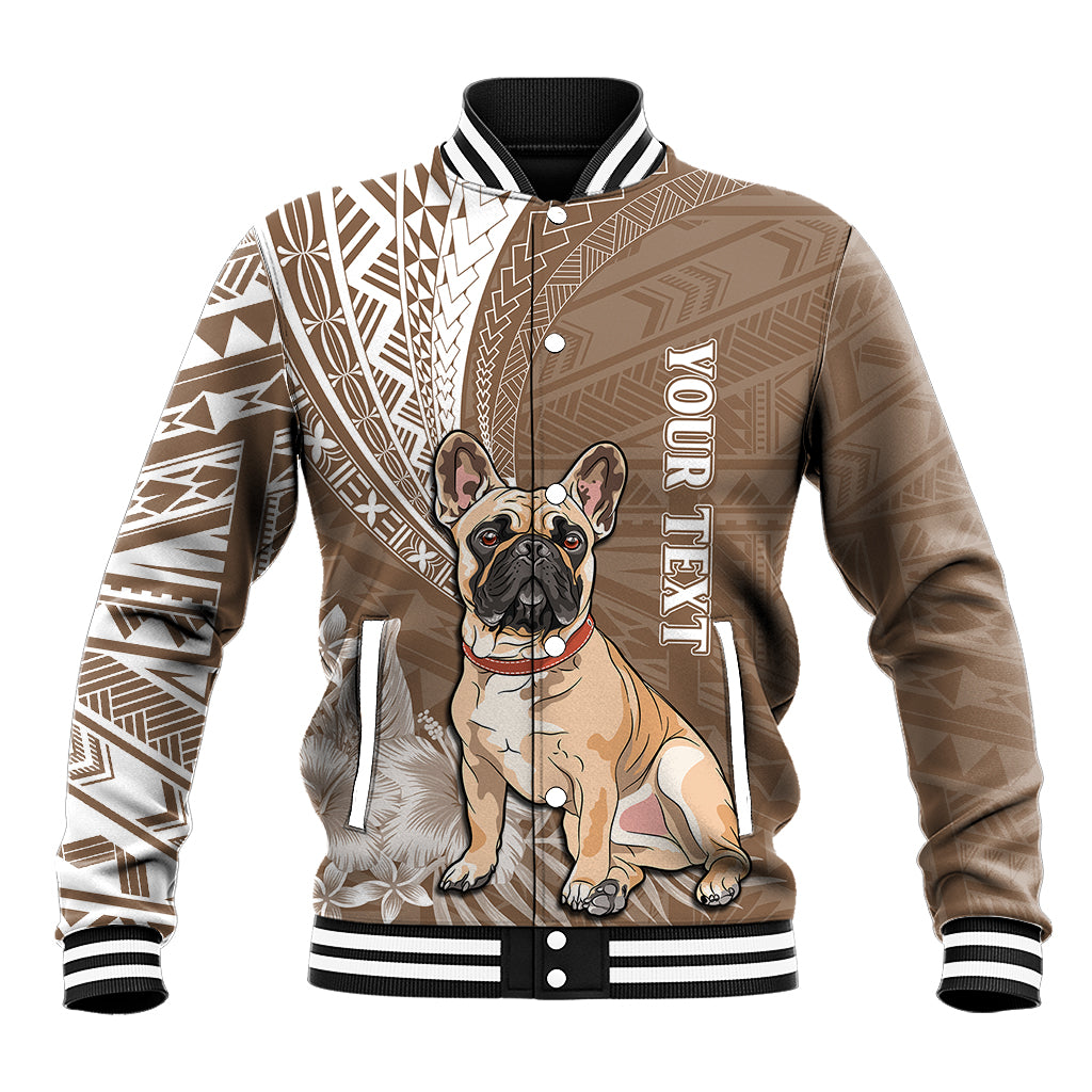 Personalised Polynesian Pacific Bulldog Baseball Jacket With Brown Hawaii Tribal Tattoo Patterns LT7 - Wonder Print Shop