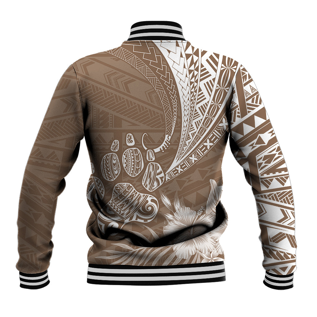 Personalised Polynesian Pacific Bulldog Baseball Jacket With Brown Hawaii Tribal Tattoo Patterns LT7 - Wonder Print Shop
