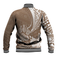 Personalised Polynesian Pacific Bulldog Baseball Jacket With Brown Hawaii Tribal Tattoo Patterns LT7 - Wonder Print Shop