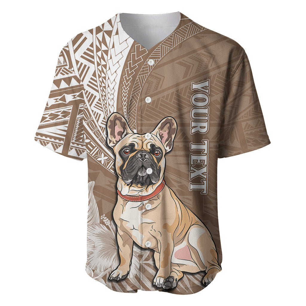 Personalised Polynesian Pacific Bulldog Baseball Jersey With Brown Hawaii Tribal Tattoo Patterns LT7 - Wonder Print Shop