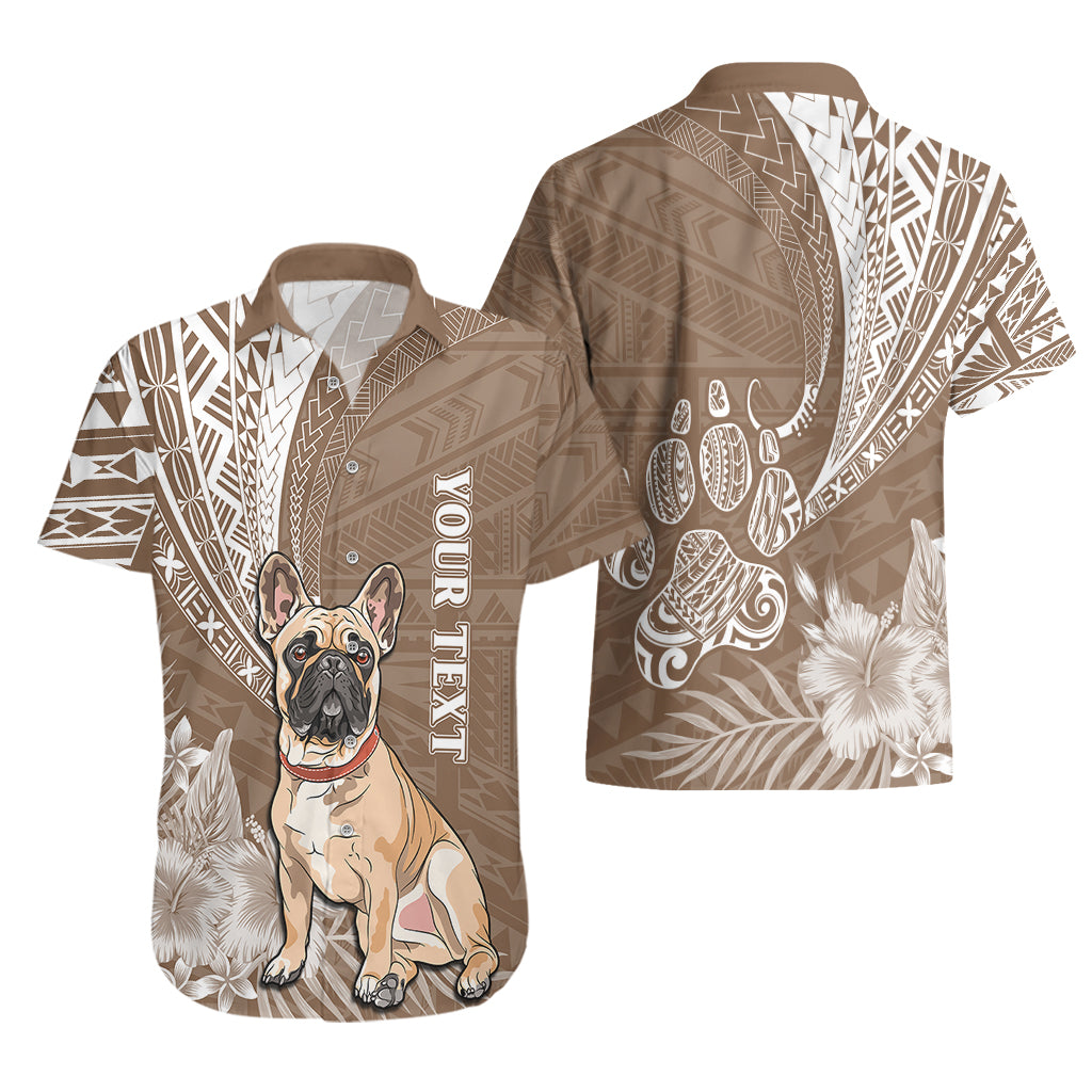 Personalised Polynesian Pacific Bulldog Hawaiian Shirt With Brown Hawaii Tribal Tattoo Patterns - Wonder Print Shop
