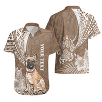 Personalised Polynesian Pacific Bulldog Hawaiian Shirt With Brown Hawaii Tribal Tattoo Patterns - Wonder Print Shop