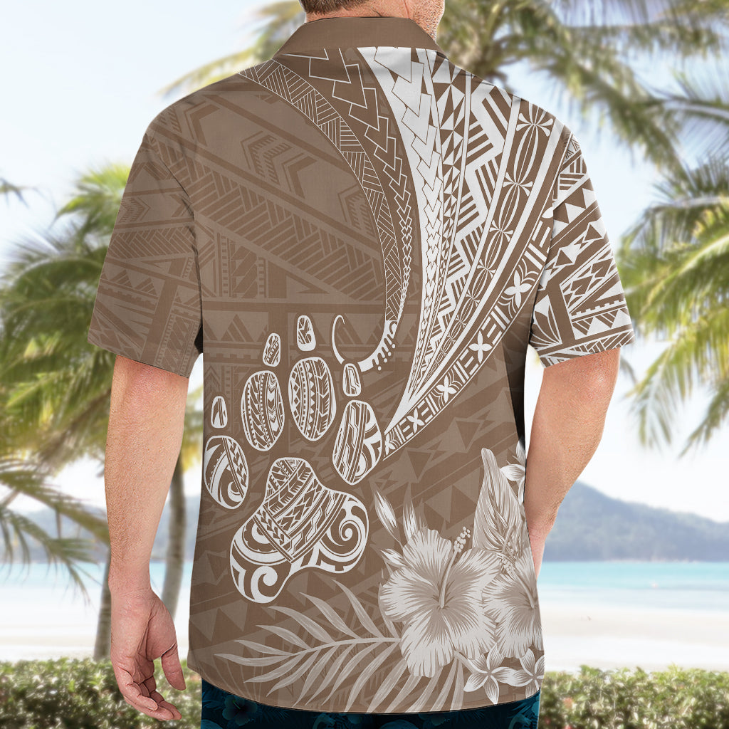 Personalised Polynesian Pacific Bulldog Hawaiian Shirt With Brown Hawaii Tribal Tattoo Patterns - Wonder Print Shop