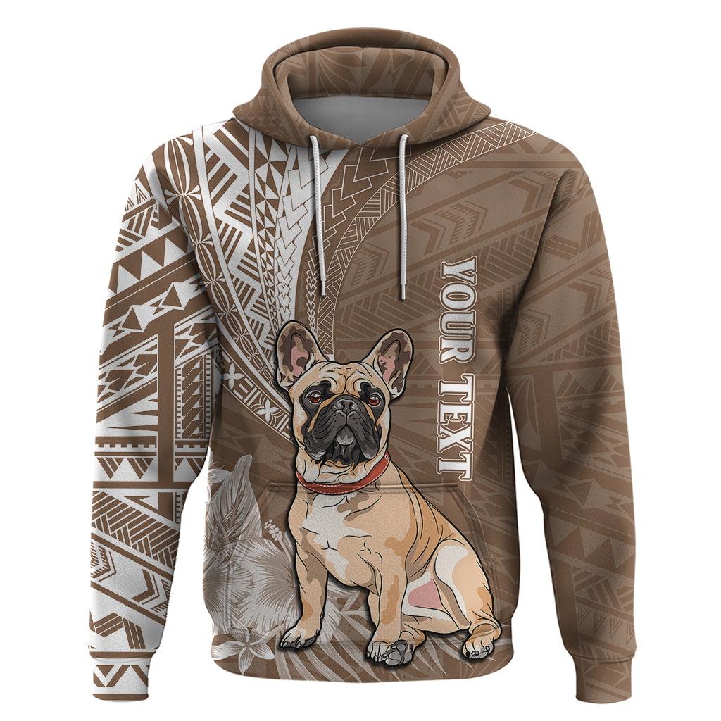Personalised Polynesian Pacific Bulldog Hoodie With Brown Hawaii Tribal Tattoo Patterns - Wonder Print Shop