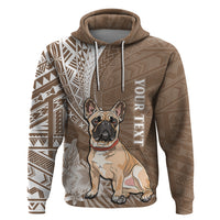 Personalised Polynesian Pacific Bulldog Hoodie With Brown Hawaii Tribal Tattoo Patterns - Wonder Print Shop