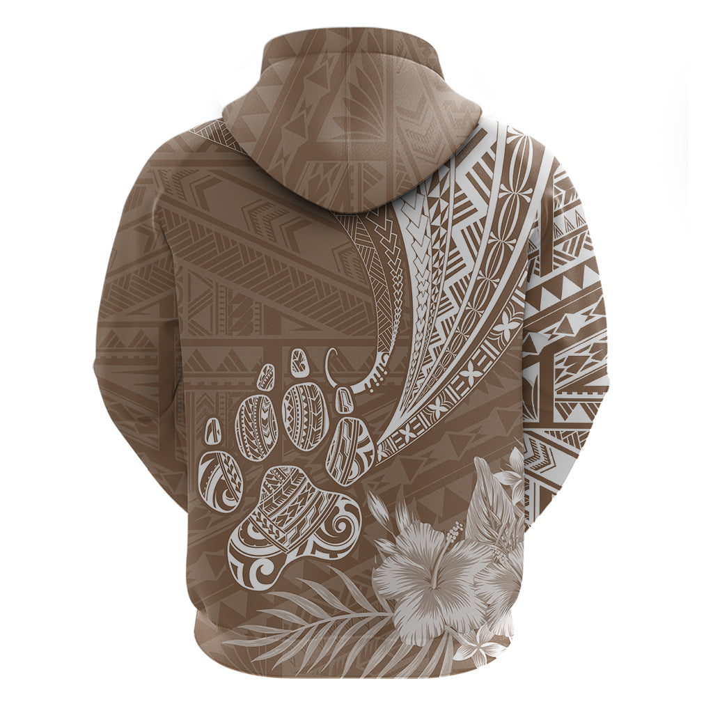 Personalised Polynesian Pacific Bulldog Hoodie With Brown Hawaii Tribal Tattoo Patterns - Wonder Print Shop