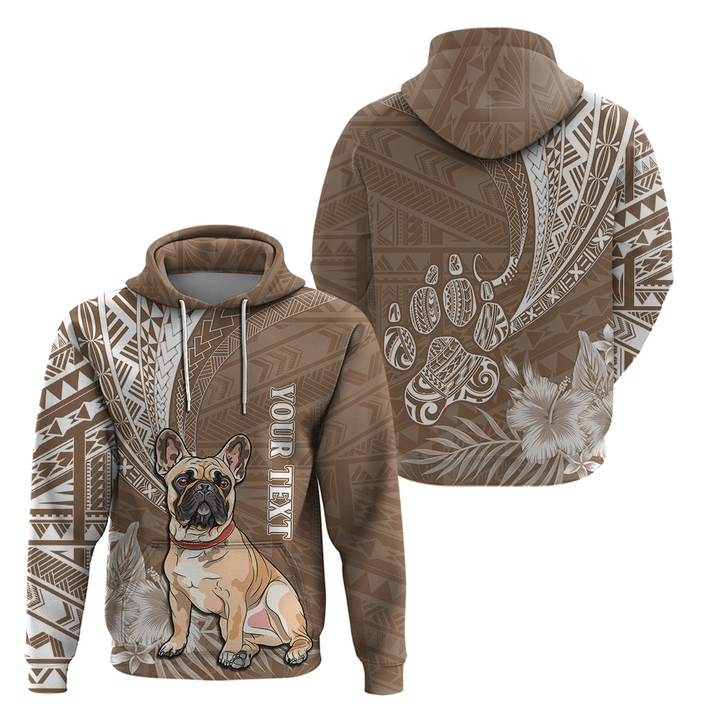 Personalised Polynesian Pacific Bulldog Hoodie With Brown Hawaii Tribal Tattoo Patterns - Wonder Print Shop