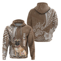 Personalised Polynesian Pacific Bulldog Hoodie With Brown Hawaii Tribal Tattoo Patterns - Wonder Print Shop