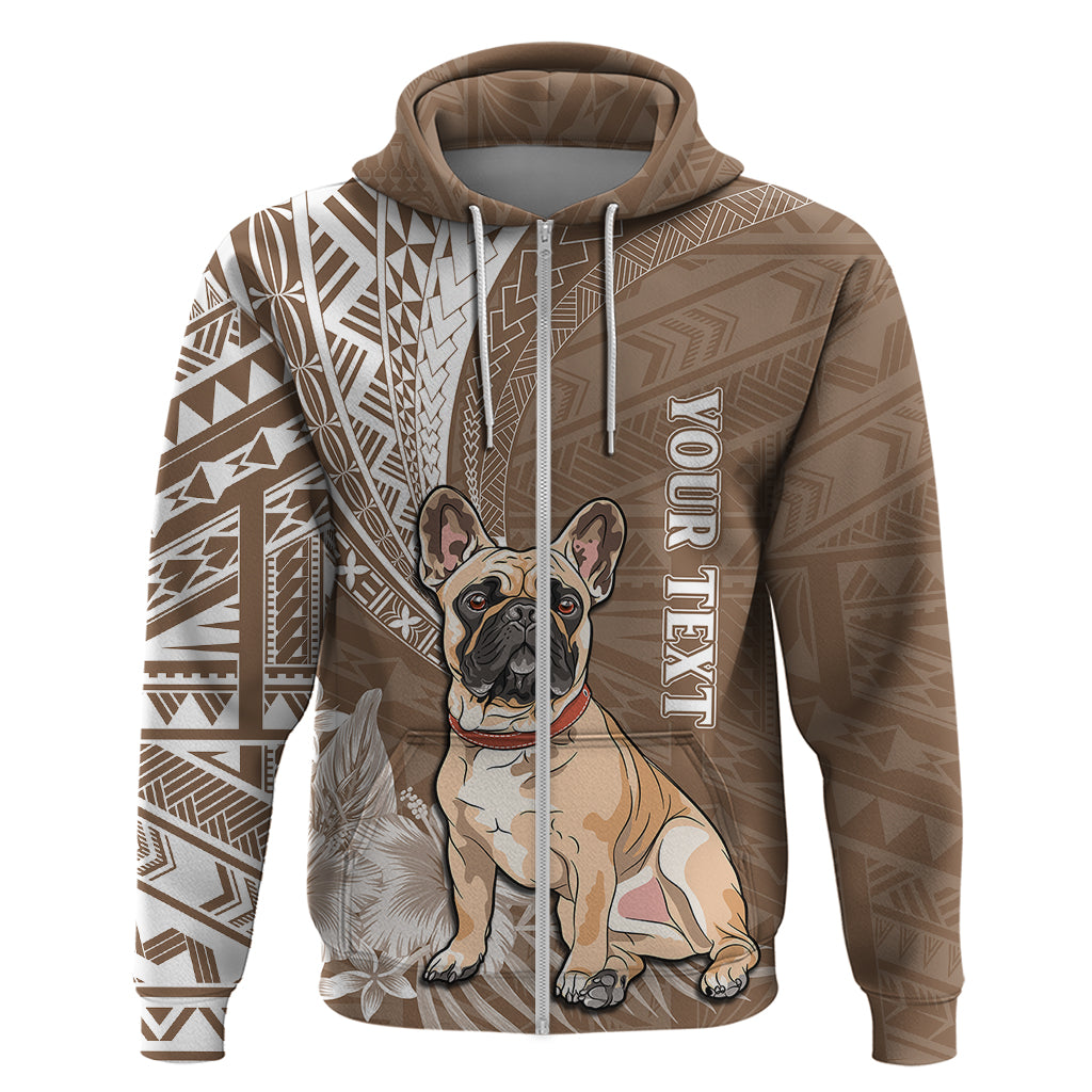 Personalised Polynesian Pacific Bulldog Hoodie With Brown Hawaii Tribal Tattoo Patterns - Wonder Print Shop