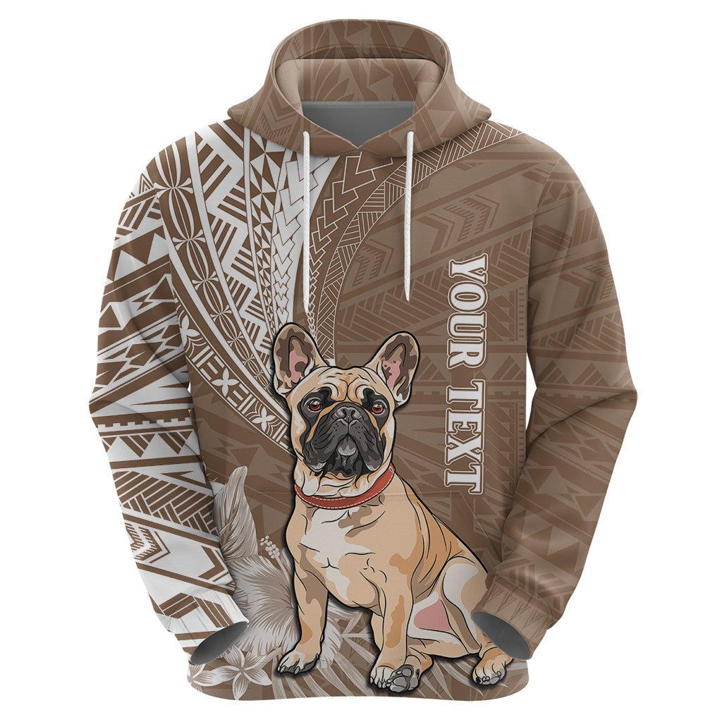 Personalised Polynesian Pacific Bulldog Hoodie With Brown Hawaii Tribal Tattoo Patterns - Wonder Print Shop