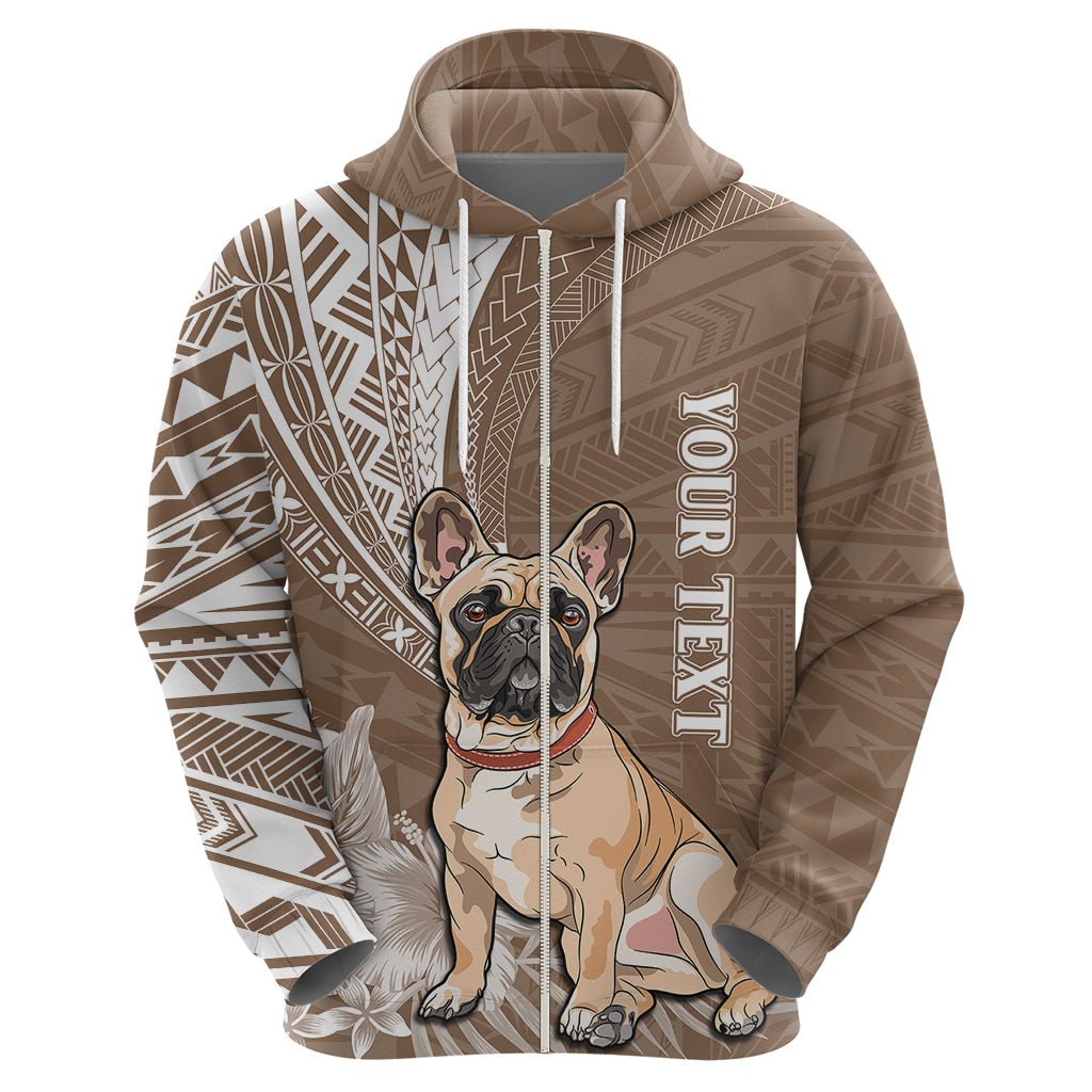 Personalised Polynesian Pacific Bulldog Hoodie With Brown Hawaii Tribal Tattoo Patterns - Wonder Print Shop
