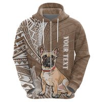 Personalised Polynesian Pacific Bulldog Hoodie With Brown Hawaii Tribal Tattoo Patterns - Wonder Print Shop