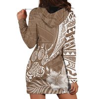 Personalised Polynesian Pacific Bulldog Hoodie Dress With Brown Hawaii Tribal Tattoo Patterns - Wonder Print Shop