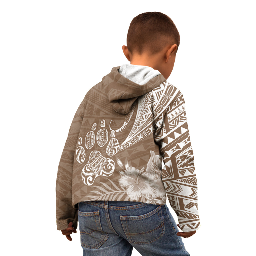 Personalised Polynesian Pacific Bulldog Kid Hoodie With Brown Hawaii Tribal Tattoo Patterns - Wonder Print Shop