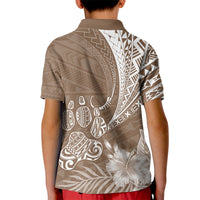 Personalised Polynesian Pacific Bulldog Kid Polo Shirt With Brown Hawaii Tribal Tattoo Patterns - Wonder Print Shop