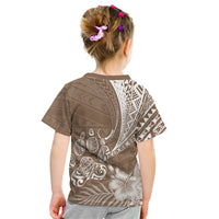 Personalised Polynesian Pacific Bulldog Kid T Shirt With Brown Hawaii Tribal Tattoo Patterns - Wonder Print Shop