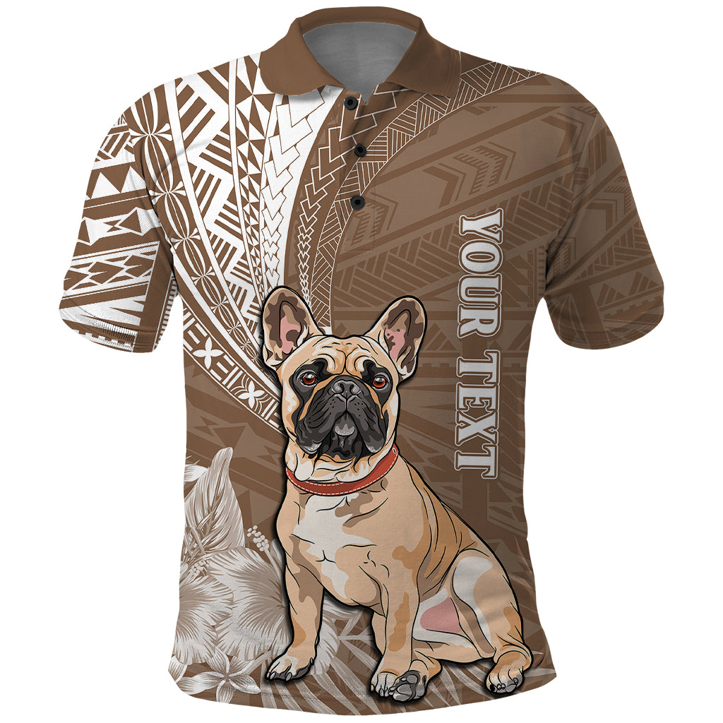 Personalised Polynesian Pacific Bulldog Polo Shirt With Brown Hawaii Tribal Tattoo Patterns - Wonder Print Shop