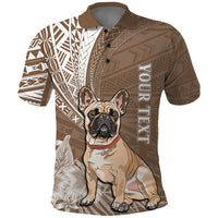 Personalised Polynesian Pacific Bulldog Polo Shirt With Brown Hawaii Tribal Tattoo Patterns - Wonder Print Shop