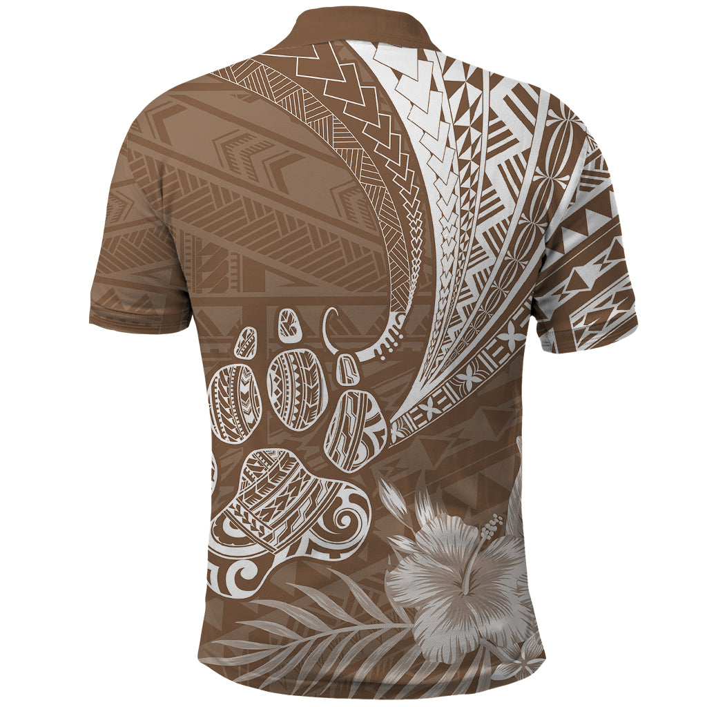 Personalised Polynesian Pacific Bulldog Polo Shirt With Brown Hawaii Tribal Tattoo Patterns - Wonder Print Shop