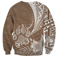 Personalised Polynesian Pacific Bulldog Sweatshirt With Brown Hawaii Tribal Tattoo Patterns - Wonder Print Shop