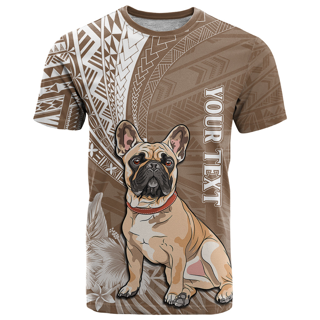 Personalised Polynesian Pacific Bulldog T Shirt With Brown Hawaii Tribal Tattoo Patterns - Wonder Print Shop