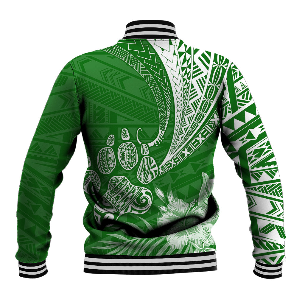 Personalised Polynesian Pacific Bulldog Baseball Jacket With Emerald Hawaii Tribal Tattoo Patterns LT7 - Wonder Print Shop