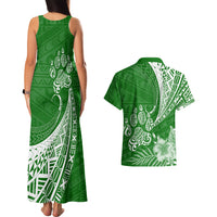 Personalised Polynesian Pacific Bulldog Couples Matching Tank Maxi Dress And Hawaiian Shirt With Emerald Hawaii Tribal Tattoo Patterns LT7 - Wonder Print Shop