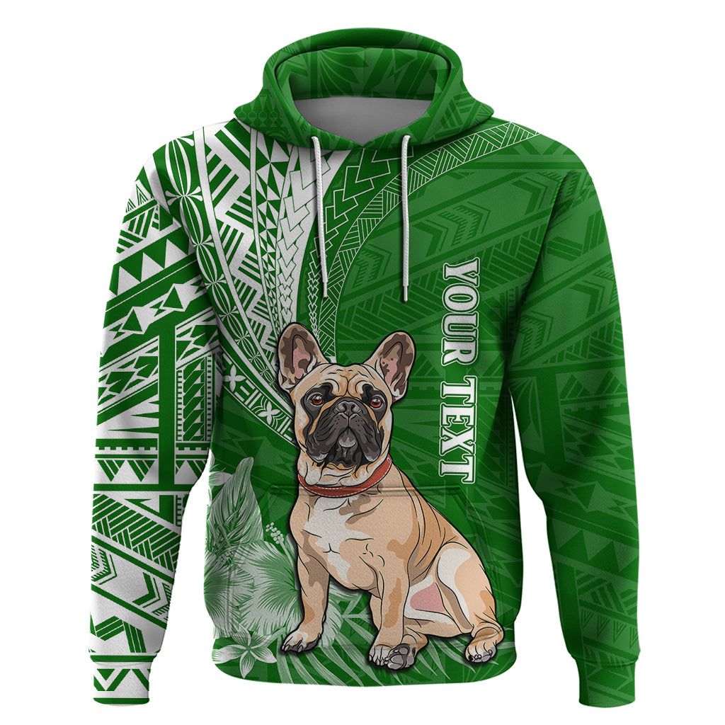 Personalised Polynesian Pacific Bulldog Hoodie With Emerald Hawaii Tribal Tattoo Patterns - Wonder Print Shop
