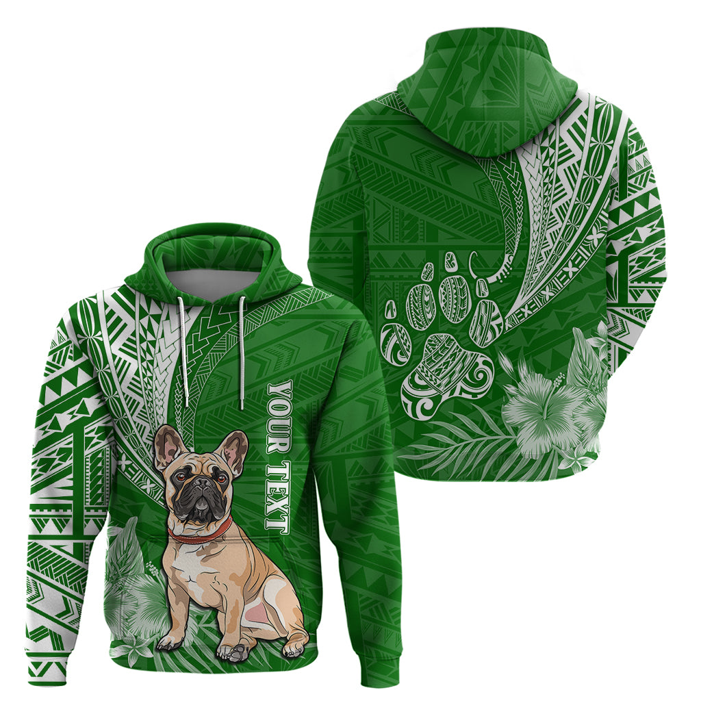 Personalised Polynesian Pacific Bulldog Hoodie With Emerald Hawaii Tribal Tattoo Patterns - Wonder Print Shop