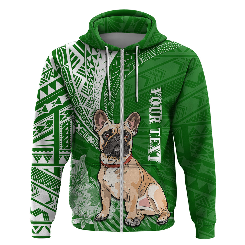 Personalised Polynesian Pacific Bulldog Hoodie With Emerald Hawaii Tribal Tattoo Patterns - Wonder Print Shop