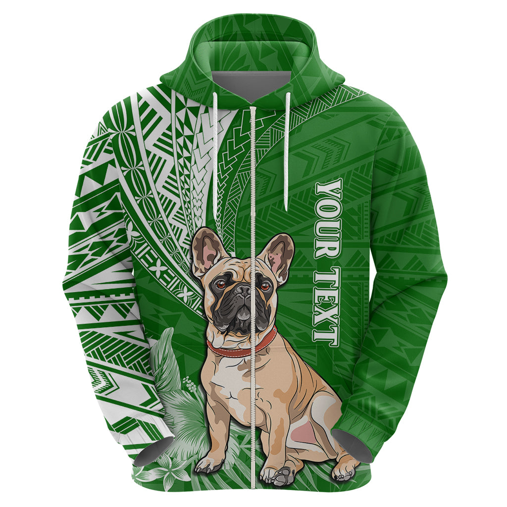 Personalised Polynesian Pacific Bulldog Hoodie With Emerald Hawaii Tribal Tattoo Patterns - Wonder Print Shop